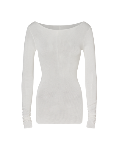 ANNA LONG SLEEVE BASIC KNIT TOP - WHITE
