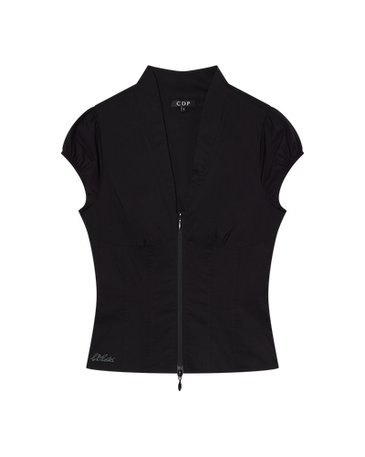 COLETTE PANELLED PUFF SLEEVE TOP - BLACK