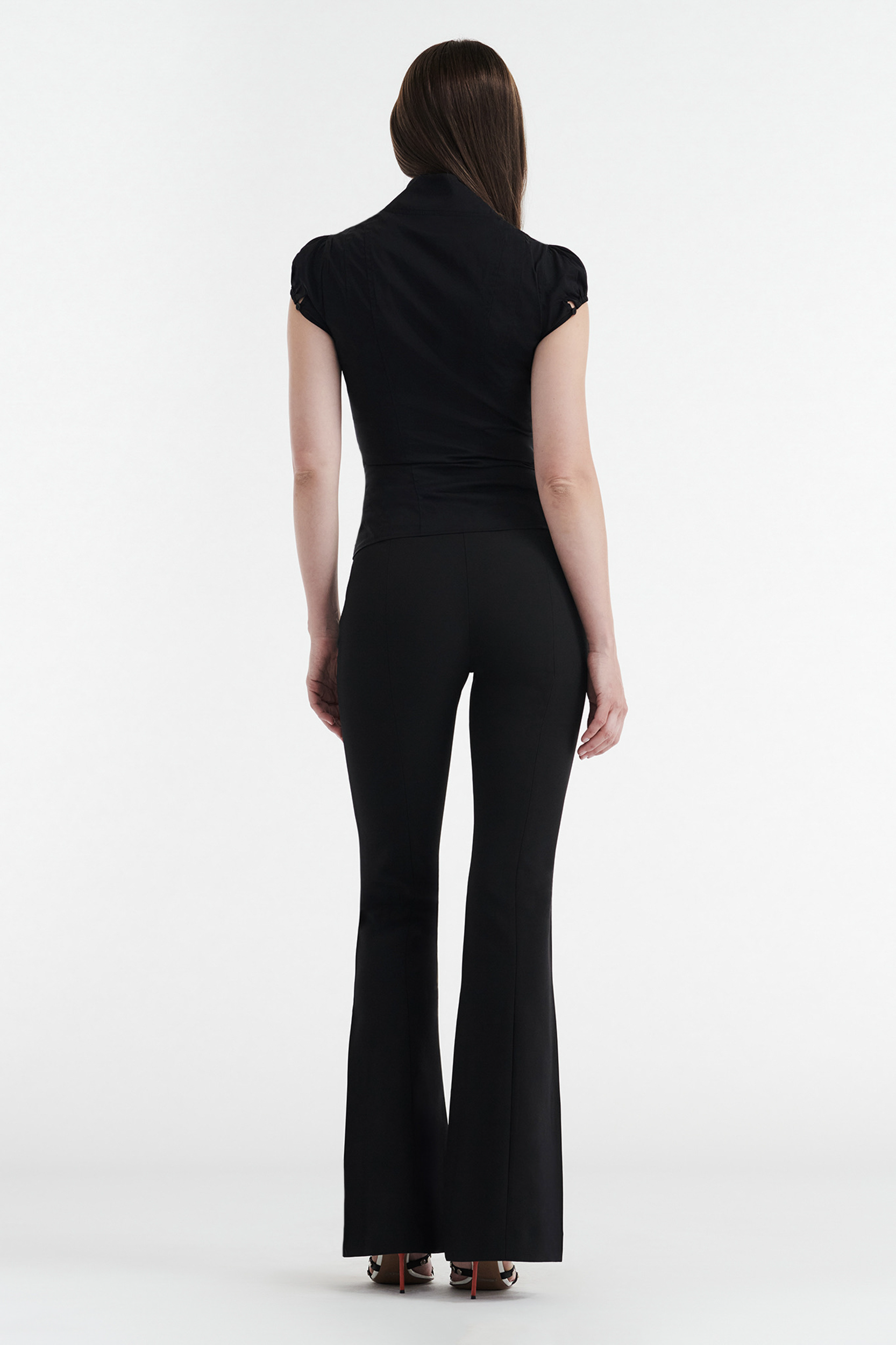 COLETTE PANELLED PUFF SLEEVE TOP - BLACK