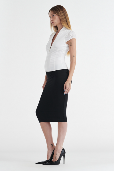 COLETTE PANELLED PUFF SLEEVE TOP - WHITE