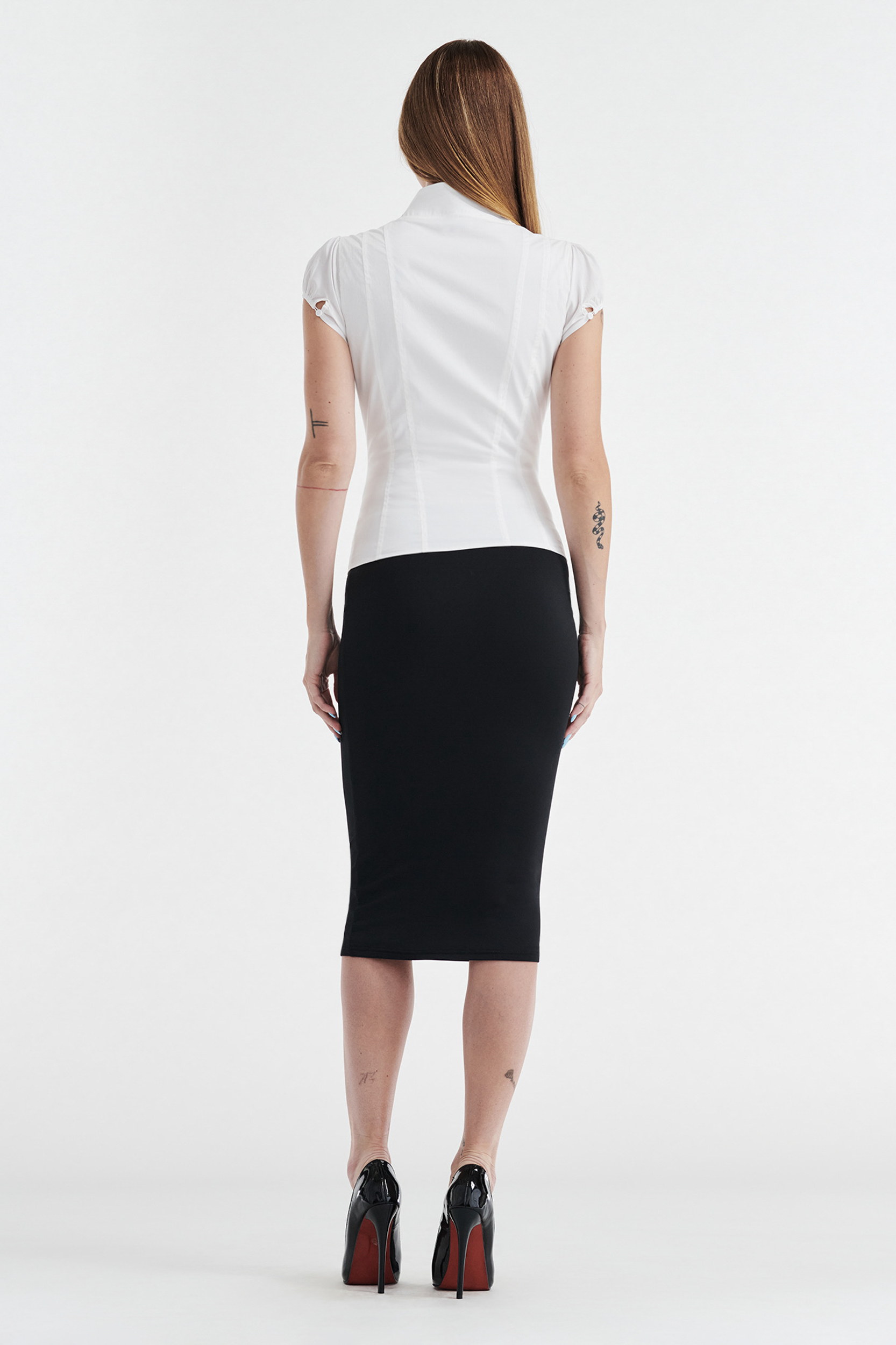 COLETTE PANELLED PUFF SLEEVE TOP - WHITE