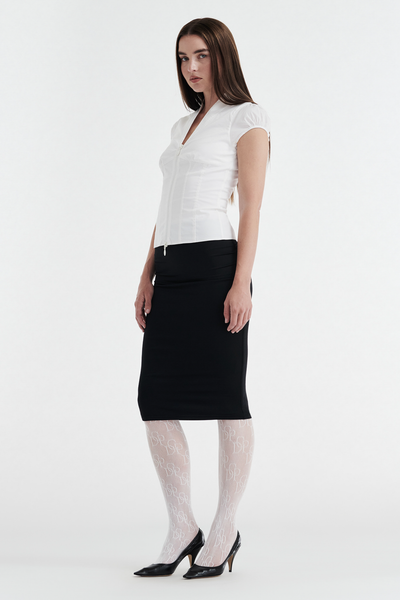 COLETTE PANELLED PUFF SLEEVE TOP - WHITE