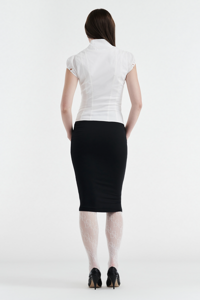 COLETTE PANELLED PUFF SLEEVE TOP - WHITE