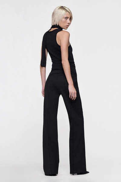 LILY SLEEVELESS KNIT BUTTON UP TOP - BLACK
