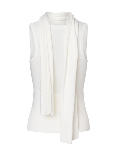 LILY SLEEVELESS KNIT BUTTON UP TOP - WHITE