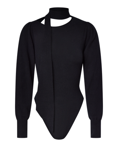 VIVIENNE LONG SLEEVE KNIT BODYSUIT - BLACK