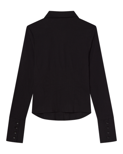 ZOE LONG SLEEVE COTTON BUTTON UP SHIRT - BLACK