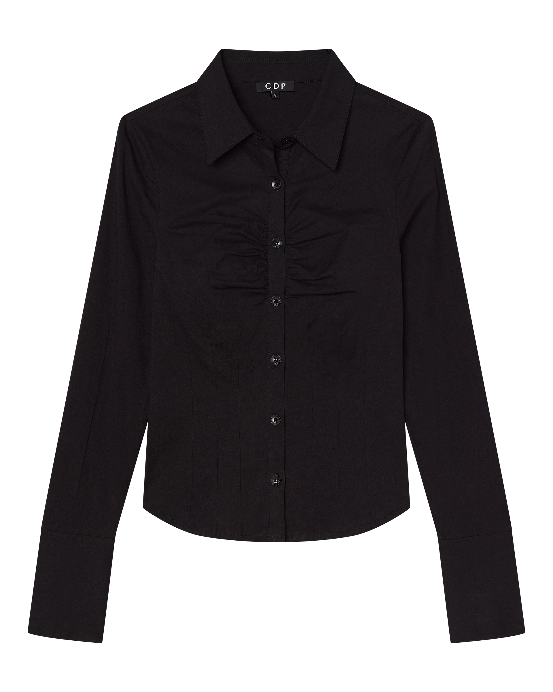 ZOE LONG SLEEVE COTTON BUTTON UP SHIRT - BLACK