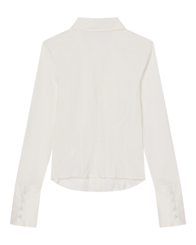 ZOE LONG SLEEVE COTTON BUTTON UP SHIRT - WHITE