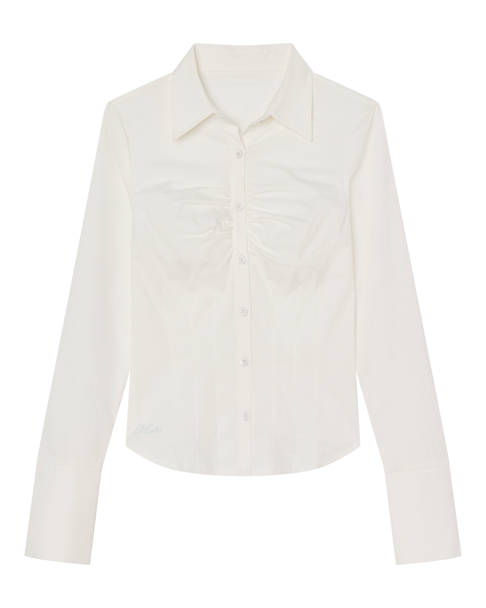 ZOE LONG SLEEVE COTTON BUTTON UP SHIRT - WHITE