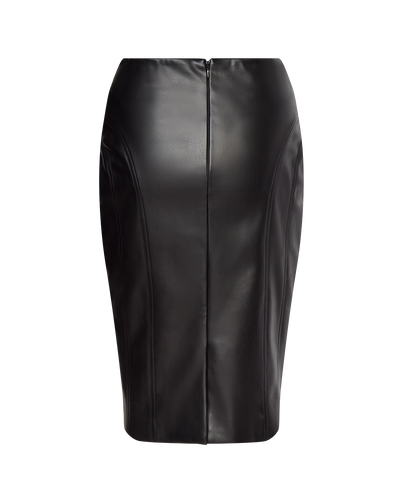 INES FAUX LEATHER PENCIL SKIRT - BLACK
