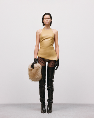 CL - INES ASYMMETRICAL FAUX LEATHER TOP