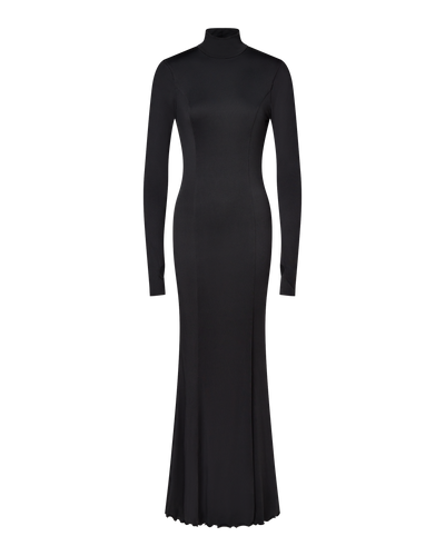 AUDREY TURTLENECK LONG SLEEVE MAXI DRESS - BLACK