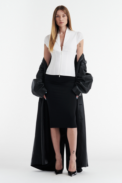 COLETTE PANELLED PUFF SLEEVE TOP - WHITE