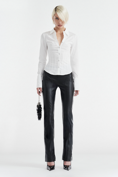 ZOE LONG SLEEVE COTTON BUTTON UP SHIRT - WHITE